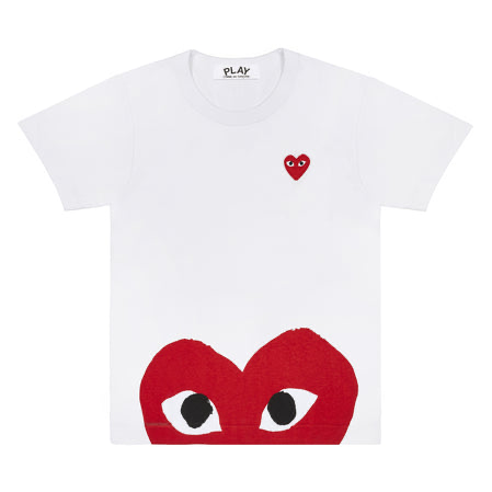 Play Comme Des Garcons -- เสื้อยืด Play Comme หัวใจแดงครึ่ง