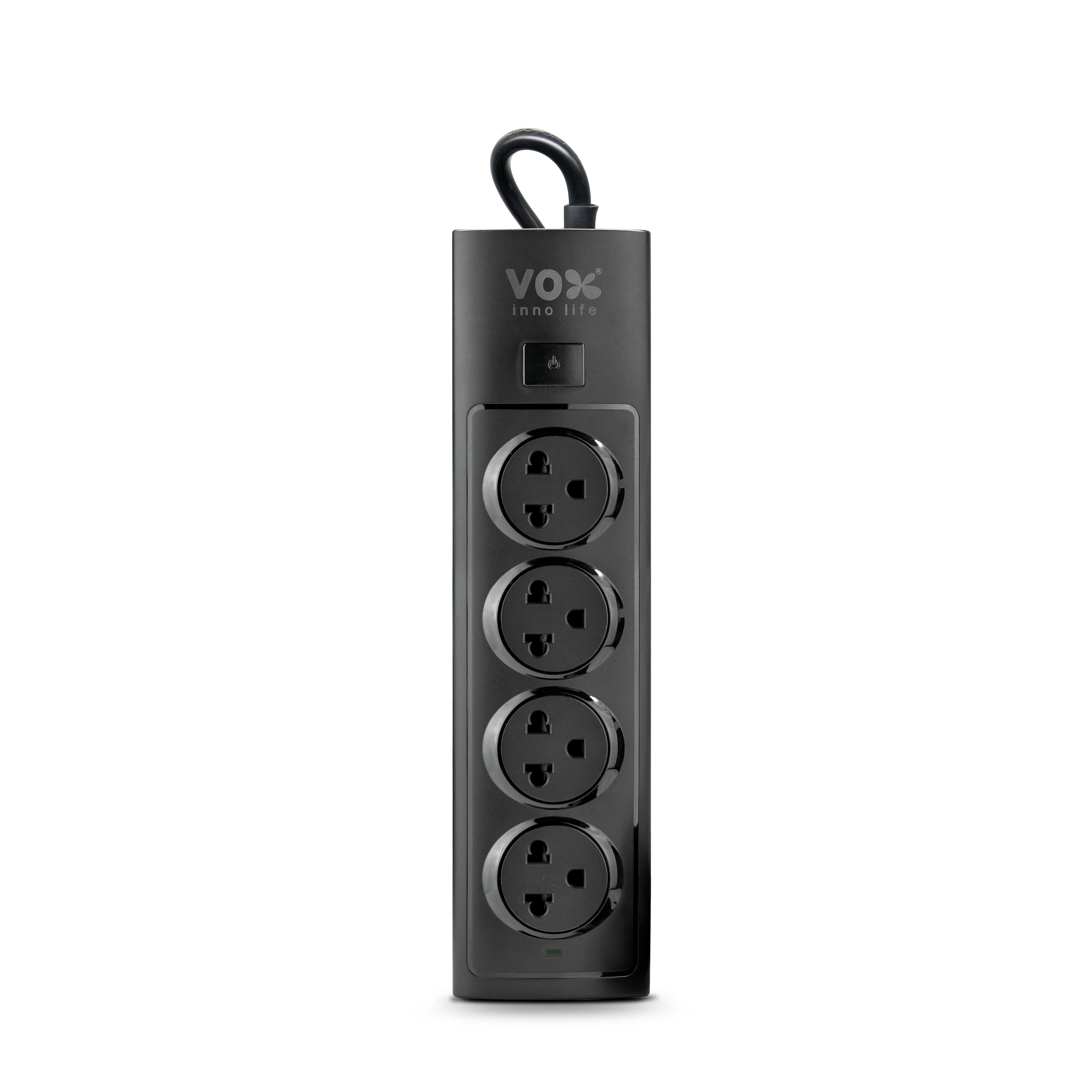 Vox NOVA SERIES ปลั๊กไฟ รุ่น NV-140 : 1 สวิตช์ 4 ช่องเสียบ สีดำ 3 เมตร