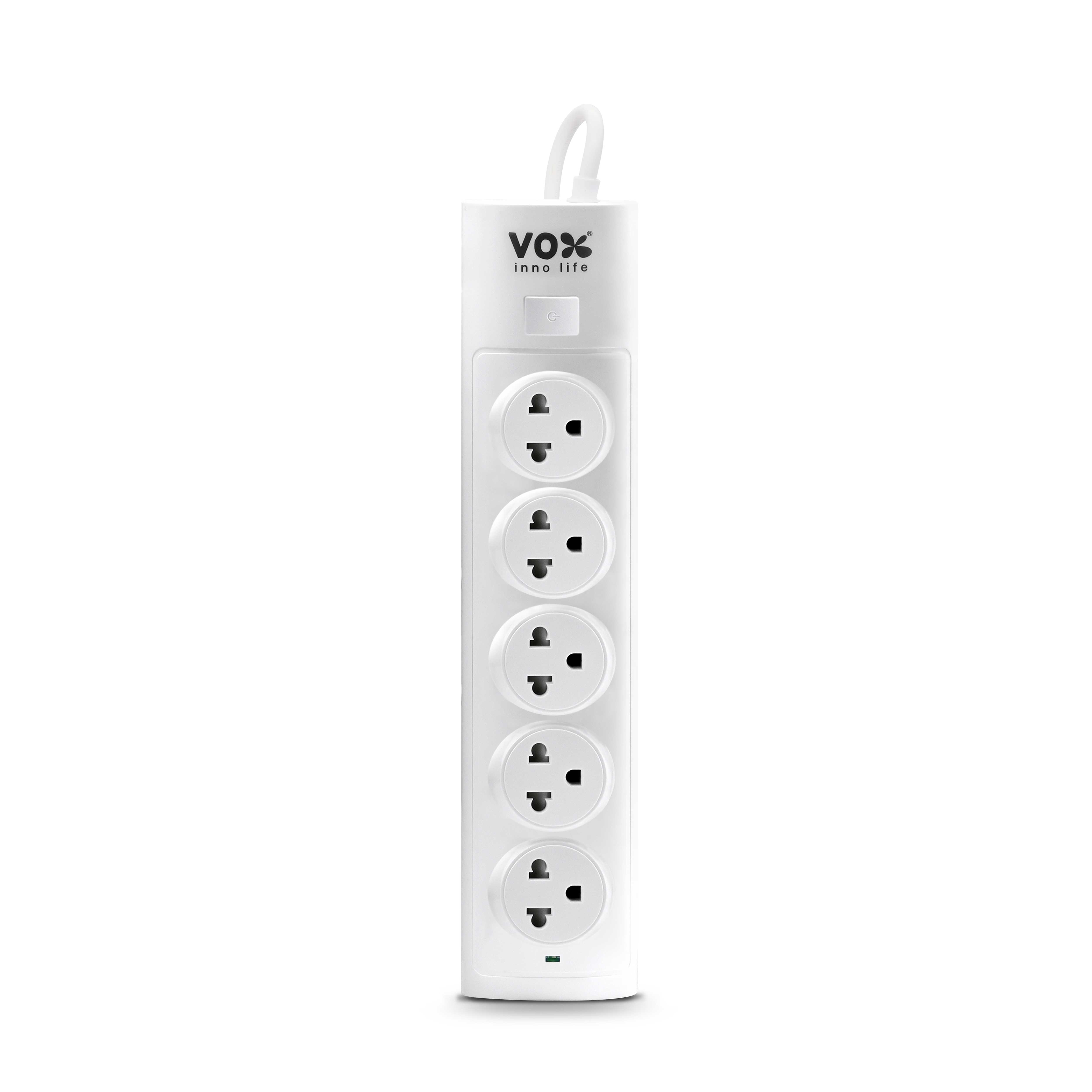 Vox NOVA SERIES ปลั๊กไฟ รุ่น NV-150 : 1 สวิตช์ 5 ช่องเสียบ สีขาว 5 เมตร