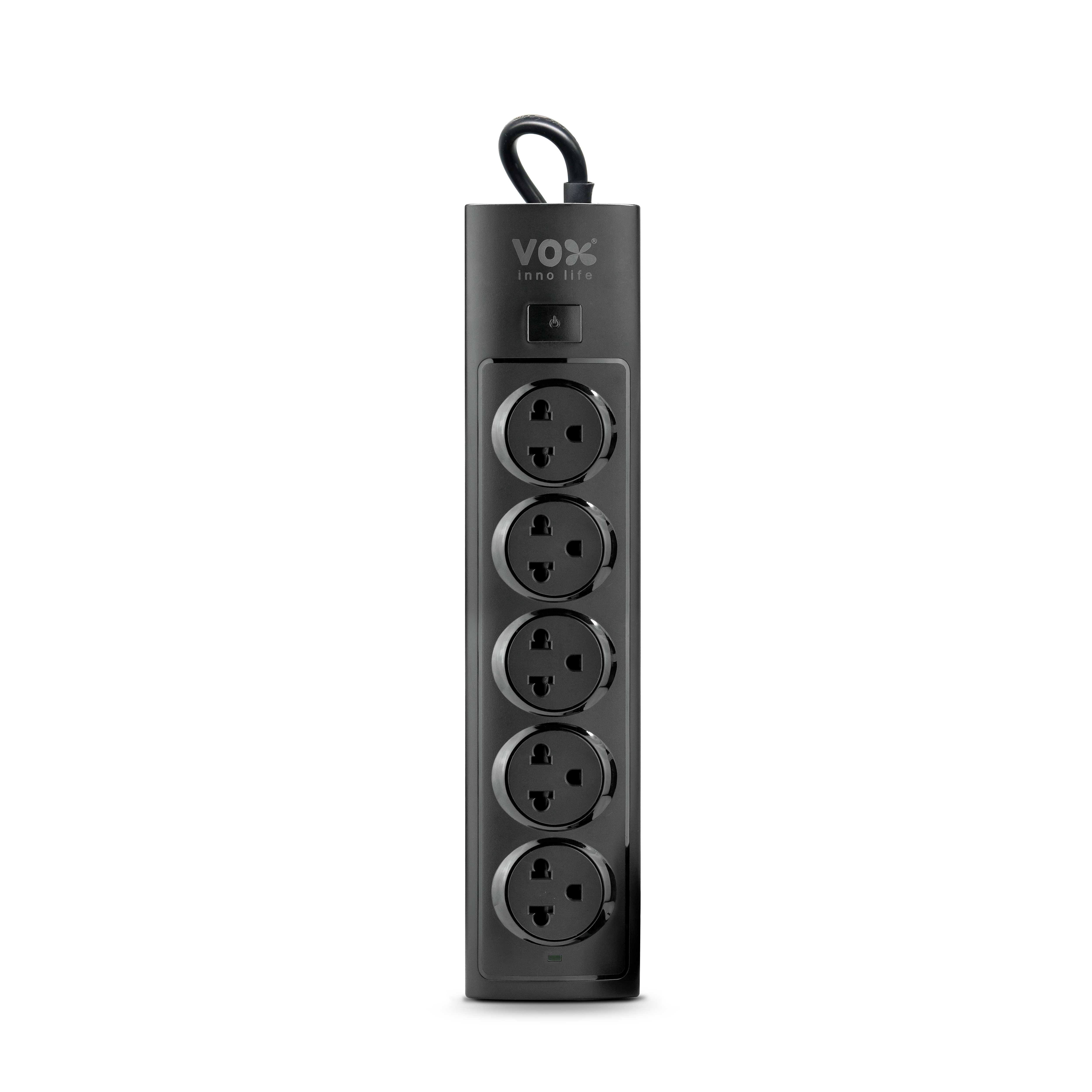 Vox NOVA SERIES ปลั๊กไฟ รุ่น NV-150 : 1 สวิตช์ 5 ช่องเสียบ สีดำ 3 เมตร
