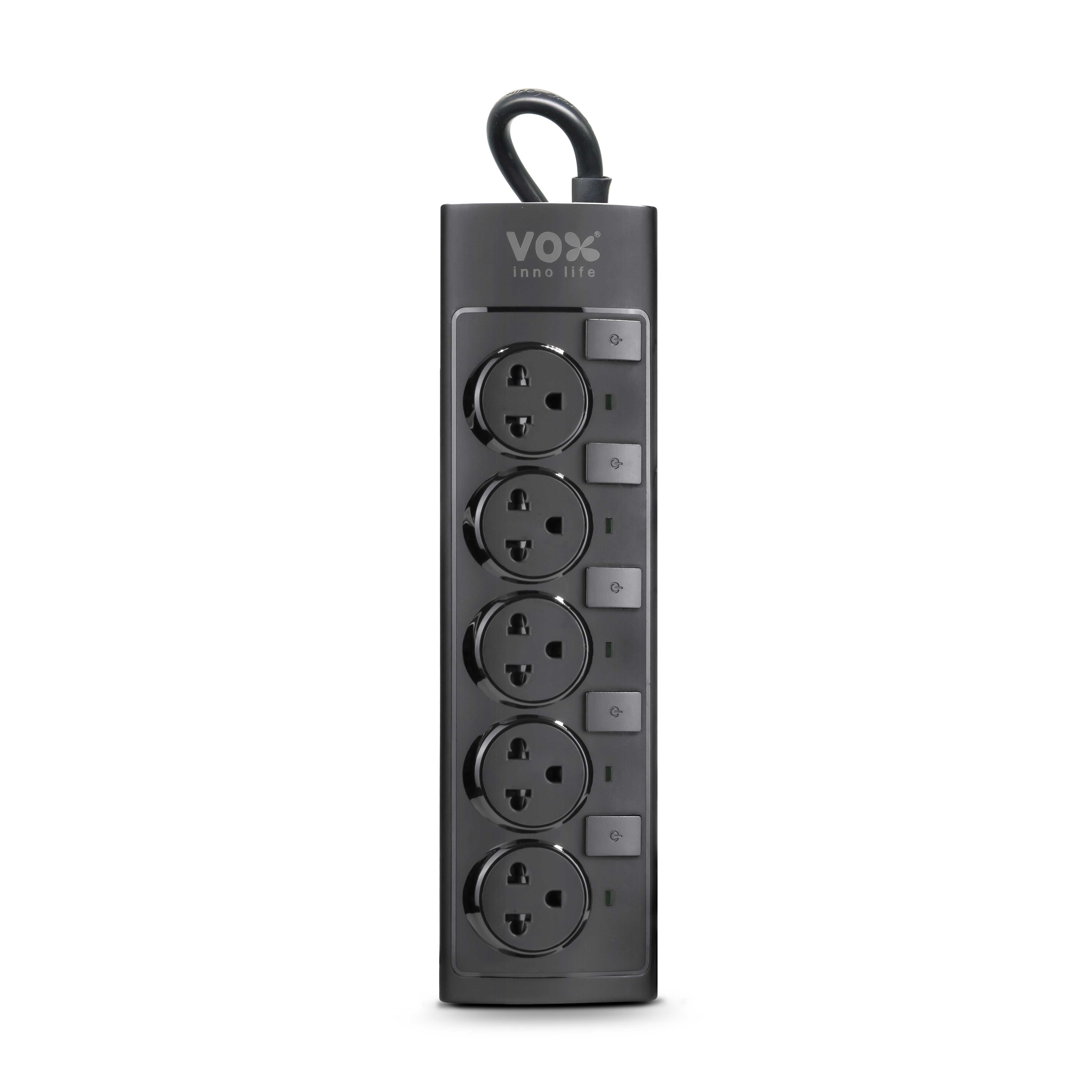 Vox NOVA SERIES ปลั๊กไฟ รุ่น NV-550 : 5 สวิตช์ 5 ช่องเสียบ สีดำ 3 เมตร