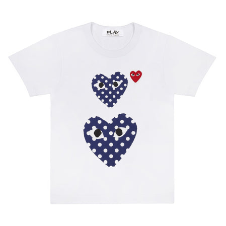 Play Comme Des Garcons -- เสื้อยืด Play Comme หัวใจจุดน้ำเงิน 2 ดวง