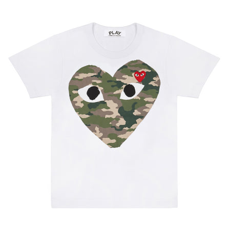 Play Comme Des Garcons -- เสื้อยืด Play Comme หัวใจลายทหาร