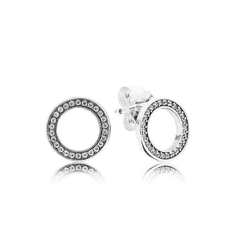 Silver stud earrings with clear cubic zirconia