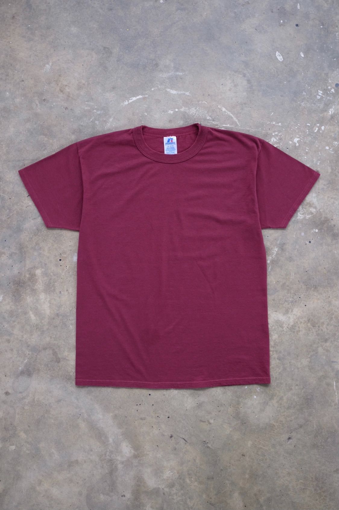 RUSSELL BURGUNDY BLANK TEE - 1990S