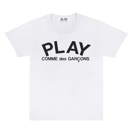 Play Comme Des Garcons -- เสื้อยืด Play Comme พื้นขาวอักษร Play (Japan Only)
