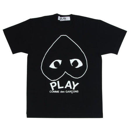Play Comme Des Garcons -- เสื้อยืด Play Comme ดำหัวใจกลับ