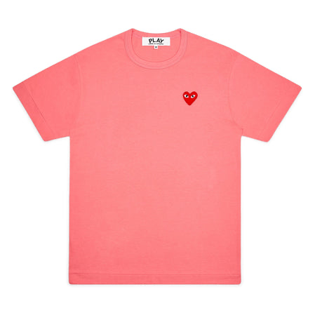 Play Comme Des Garcons -- เสื้อยืด Play Comme สีพื้นใจแดง