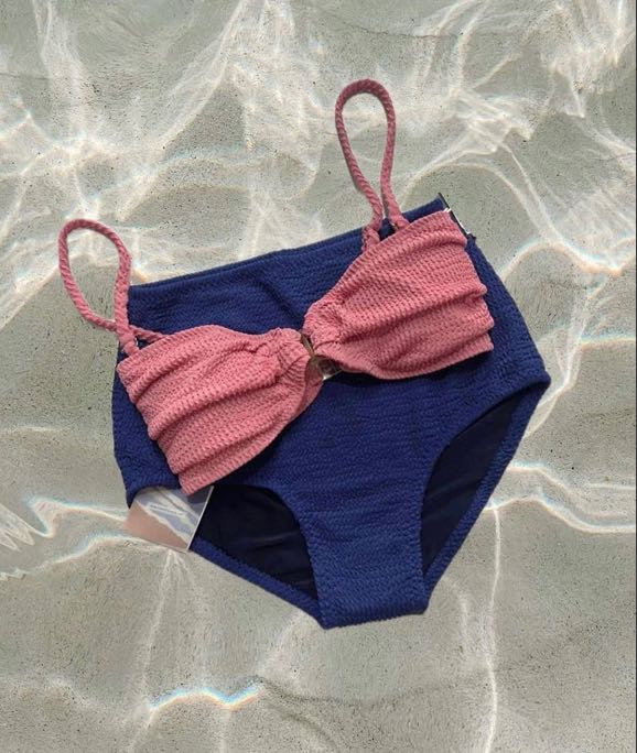 Bow bandeau with high waist bikini