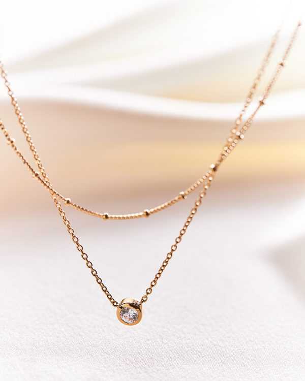 Jewellista สร้อยคอเลเยอร์ Scarlet ประดับพลอย Zirconia
