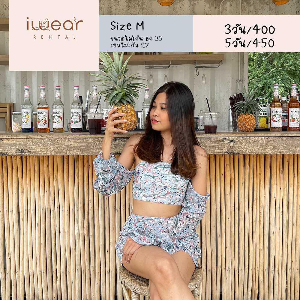 Floral chiffon set สีฟ้า Size M  Fabriqueco
