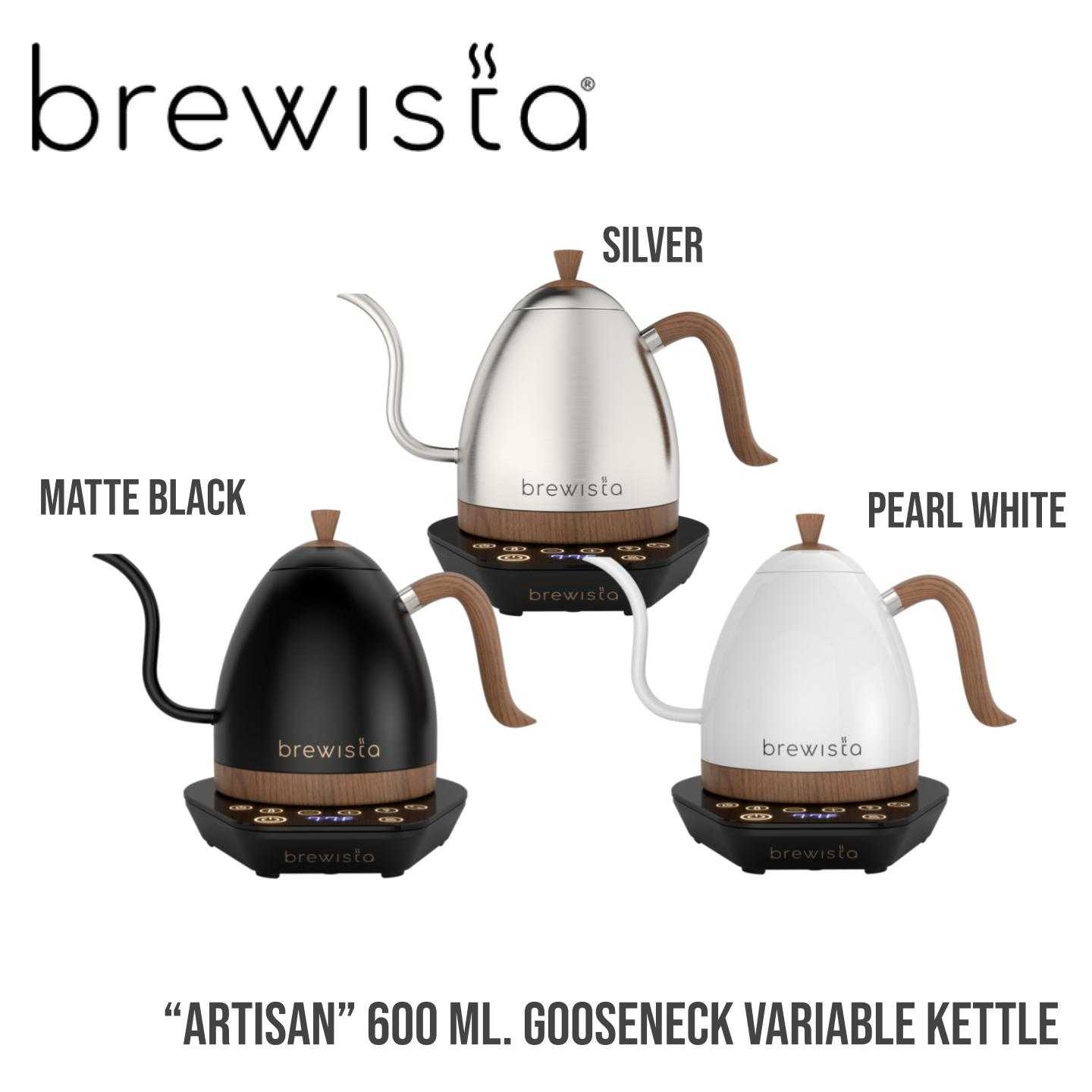 New! Logo กาดริปไฟฟ้า Brewista Artisan Variable Temperature Gooseneck Kettle – 600ml (Color Choices)