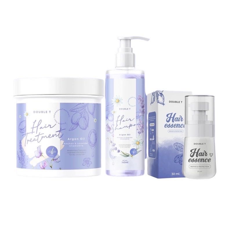  ทรีทเม้นท์ม่วง แชมพูม่วง เอสเซนส์ผมเซรั่ม DOUBLE T HAIR ESSENCE เซรั่มบำรุงผมเร่งผมยาว