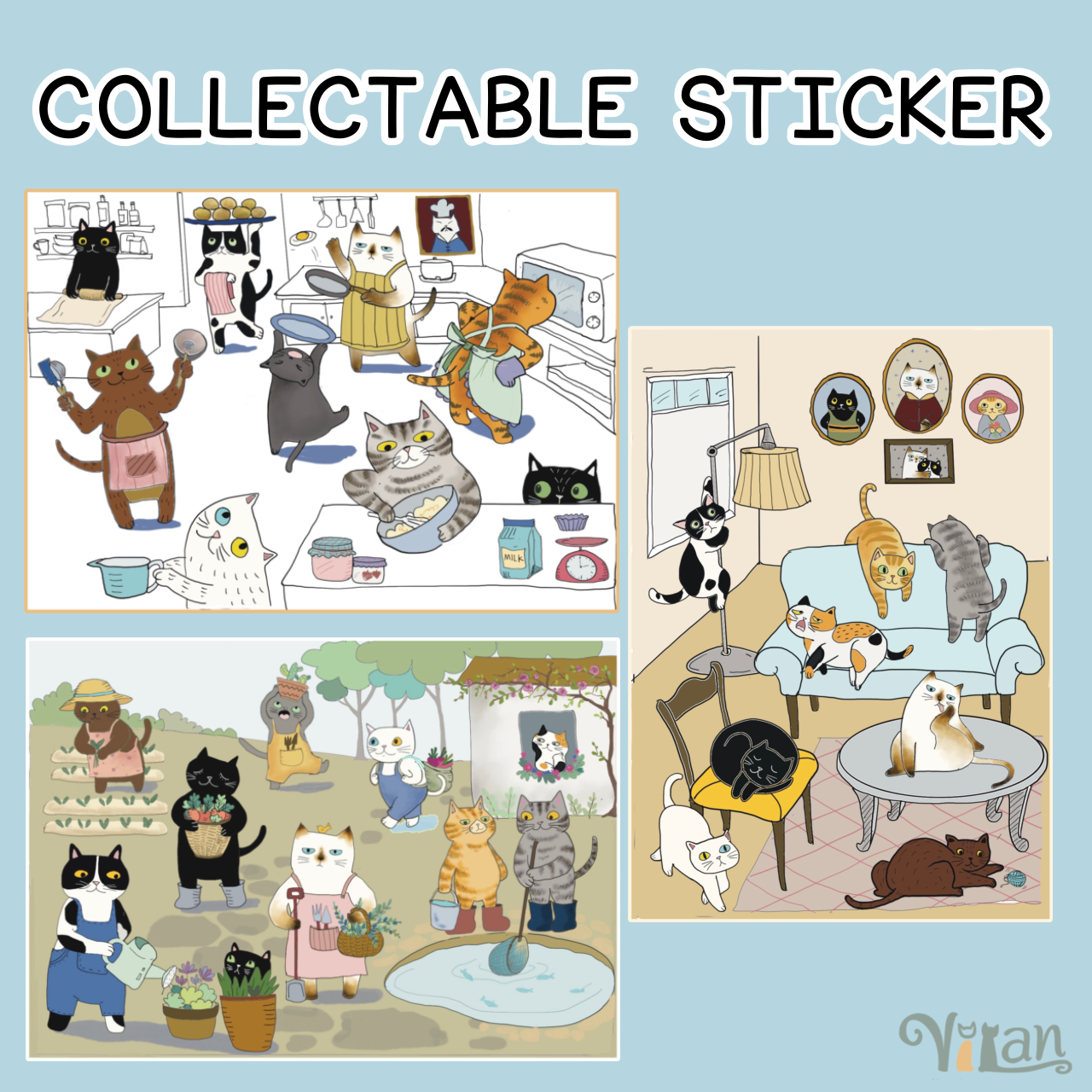 Sticker ลายแมว / Collectable set / Homey / Cooking /Gardener