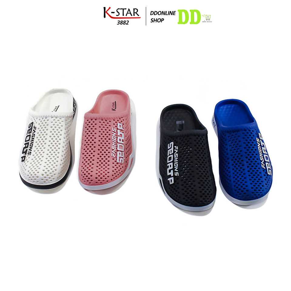 K-STAR รุ่น 3882 รองเท้าแบบสวมแฟชั่นปิดหัวยางเปิดส้น
