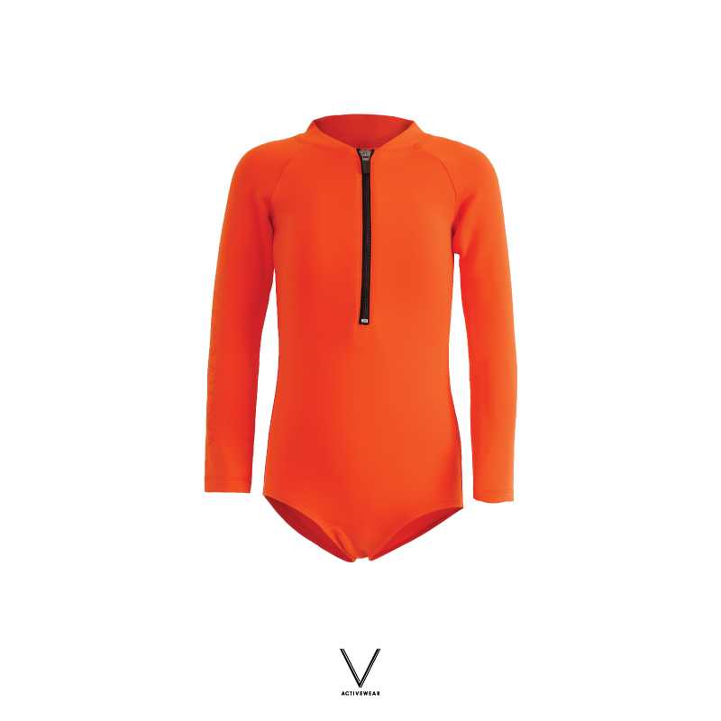 KIDS BODYSUIT ORANGE UPF 50+ ( AGE 3 - 10 )