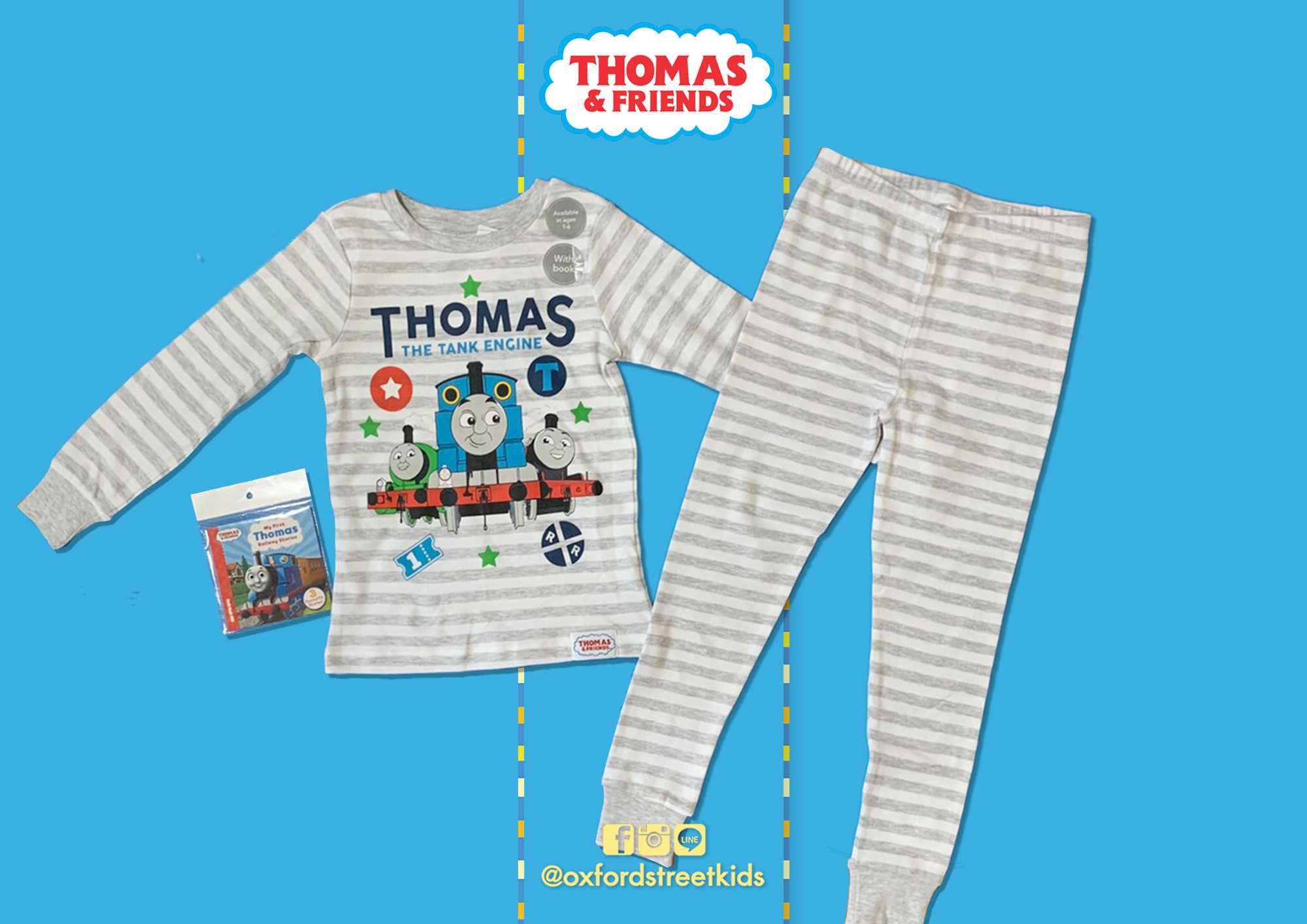 ✅ [5-6Y] Thomas And Friends Pyjamas With Book ชุดนอน โทมัส แอนด์ เฟรนด์ และนิทาน