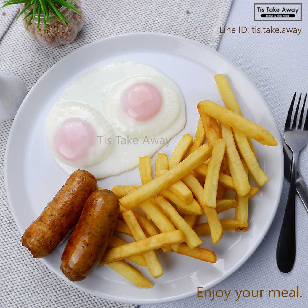 6. Eggs Sausage & chips