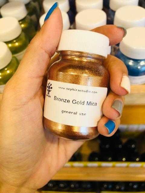 สีไมก้า สีทองเข้ม Bronze Gold Mica Cosmetic เกรดเครื่องสำอาง สำหรับผสมทำสบู่ ทำลิป ทำเรซิ่น ทำเทียน