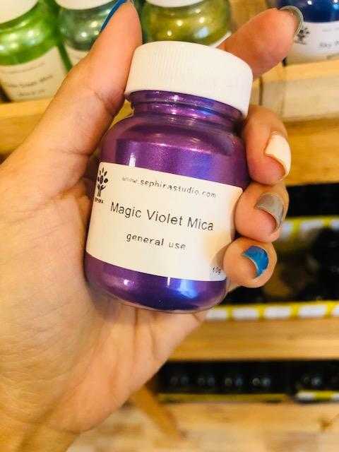 สีไมก้า  Magic Violet Mica Cosmetic สีม่วงประกาย เกรดเครื่องสำอาง ทำสบู่ ทำลิป ทำเรซิ่น ทำเทียน