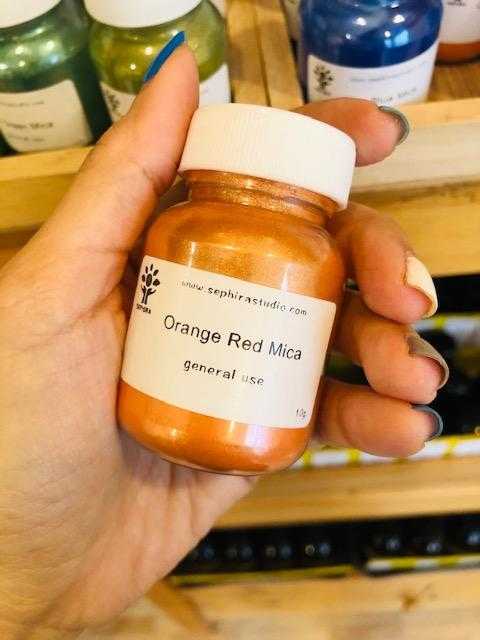 สีไมก้า Orange Red Mica Cosmetic เกรดเครื่องสำอาง สำหรับผสมทำสบู่ ทำลิป ทำเรซิ่น ทำเทียน