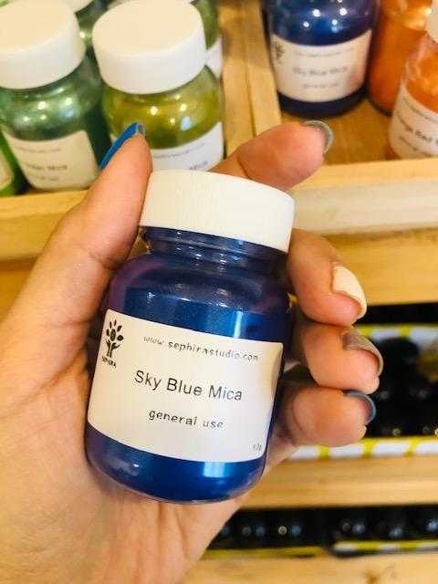 สีไมก้า Sky Blue Mica Cosmetic เกรดเครื่องสำอาง สำหรับผสมทำสบู่ ทำลิป ทำเรซิ่น ทำเทียน