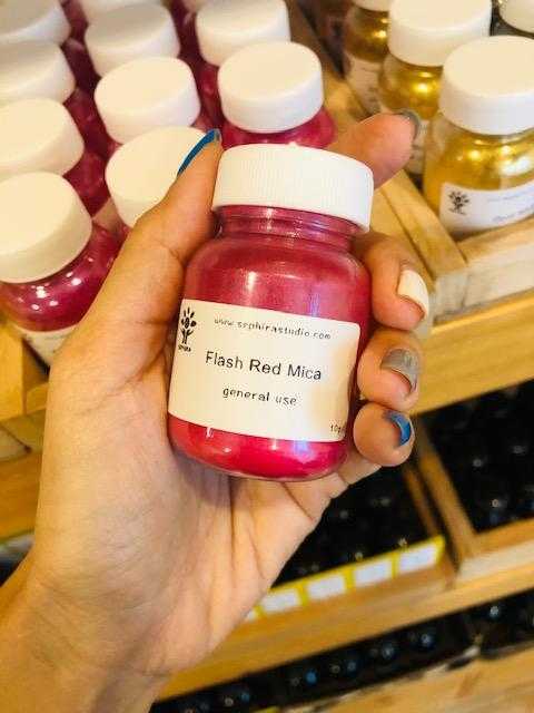 สีไมก้า สีแดง อมชมพู Flash Red Mica- Cosmetic เกรดเครื่องสำอาง ทำสบู่ ทำลิป ทำเรซิ่น ทำเทียน