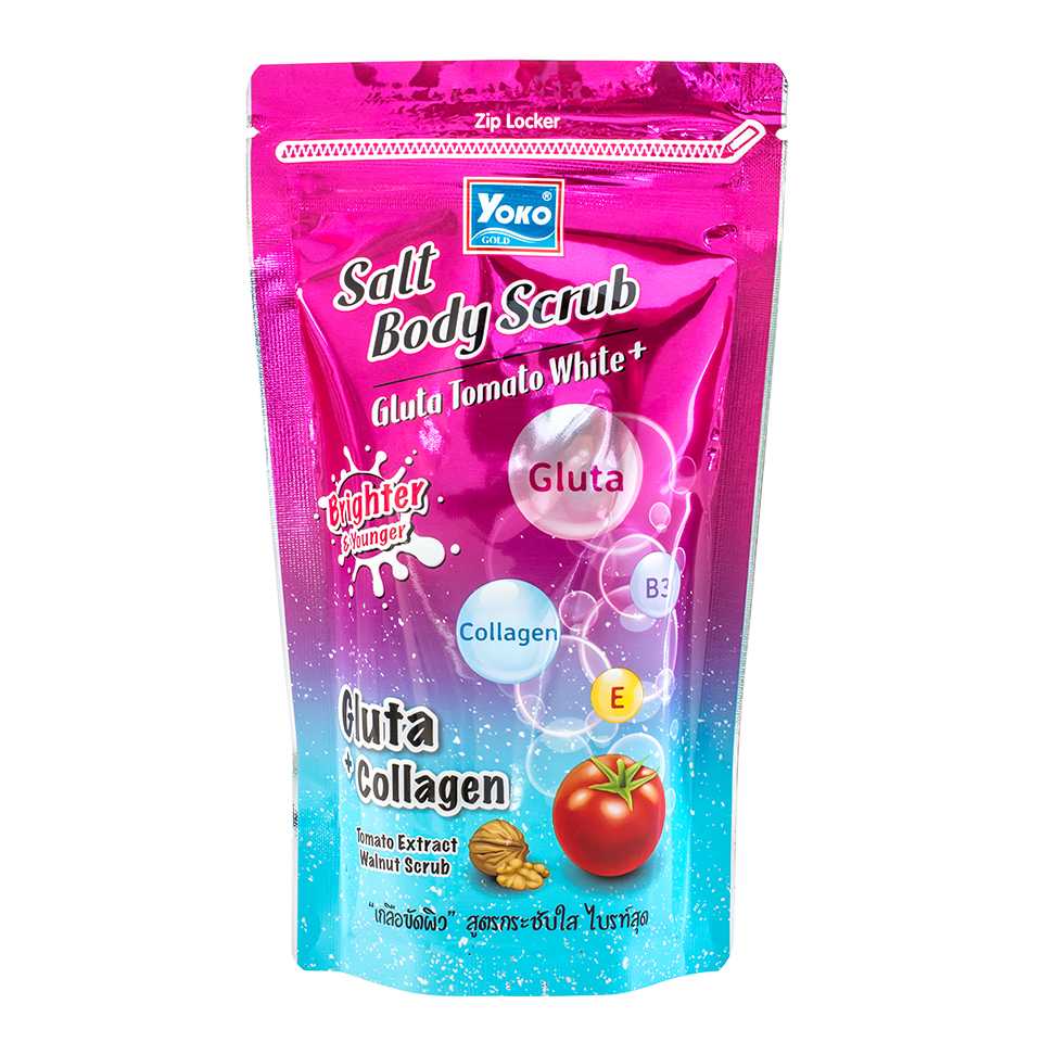 Yoko โยโกะ โกลด์ ซอลท์ บอดี้ สครับ กลูต้า โทเมโท ไวท์ พลัส 350g