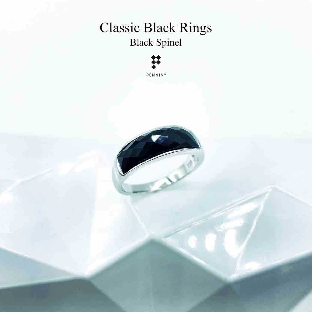 [SALE20%]R723Classic Black Ring แหวนนิล6mm ตาข่าย เงินแท้ชุบทองขาว ดึงดูดโชคลาภ ปกป้องคุ้มครอง