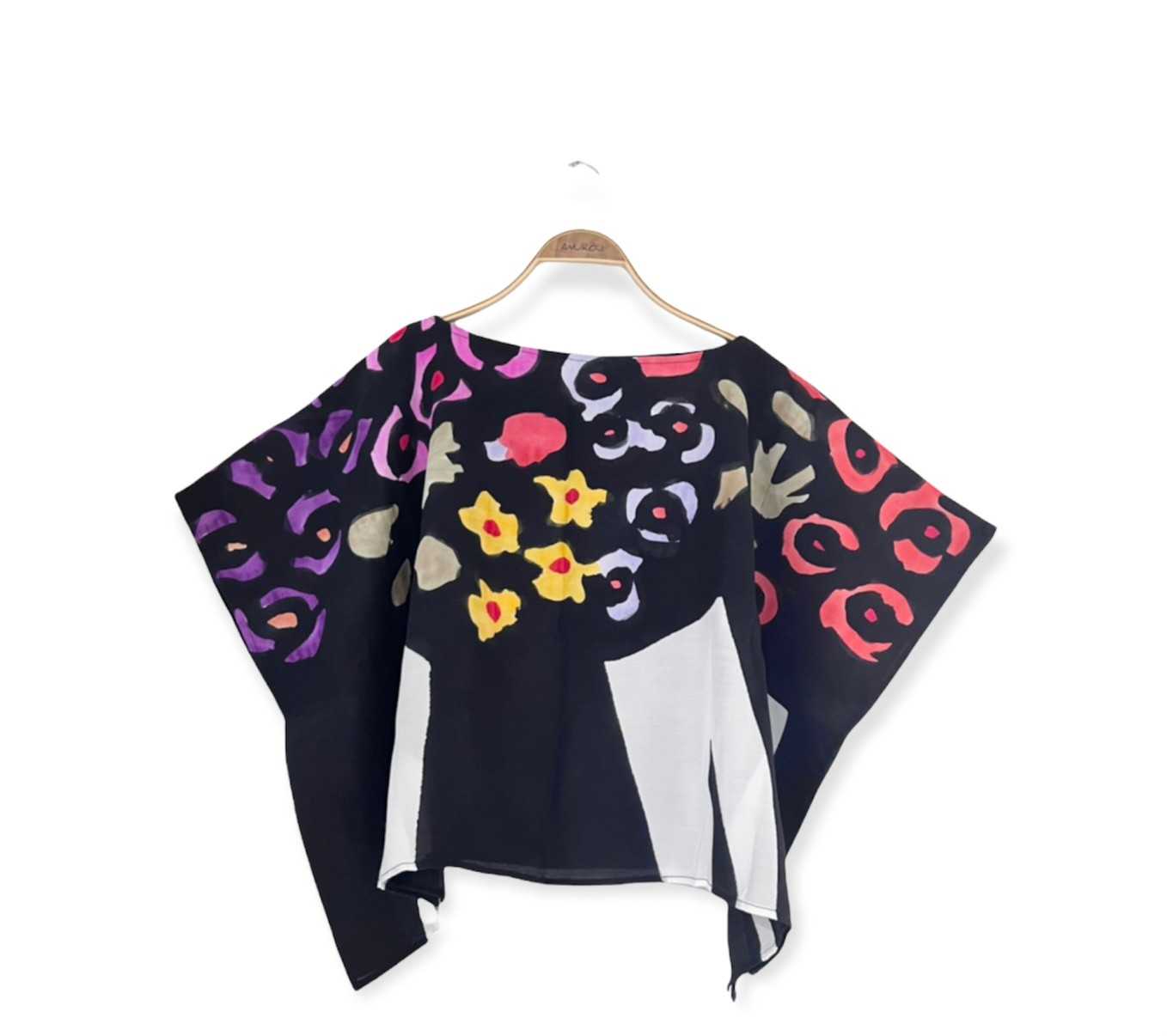 (Pre-order )Poncho Cotton Rayon Blouse Hand paint For Summer Beach Vacation