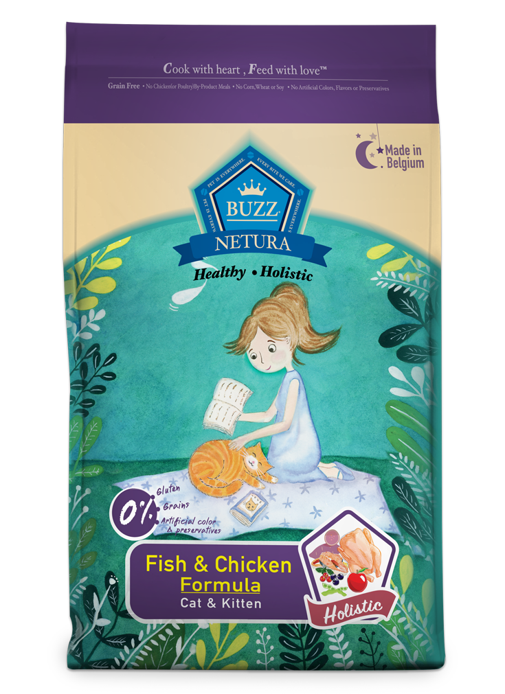 Buzz Netura อาหารแมวพรีเมียมโฮลิสติก เกรนฟรี สำหรับลูกแมว และ แมวโต 1ปีขึ้นไป 1 kg