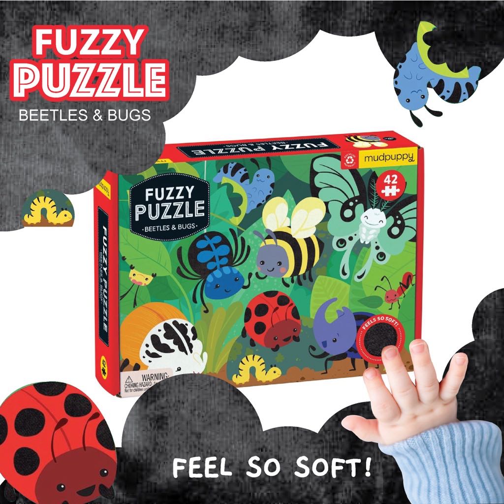 Fuzzy puzzle จิ๊กซอว์กำมะหยี่  42 ชิ้น ลาย BEETLES & BUGS