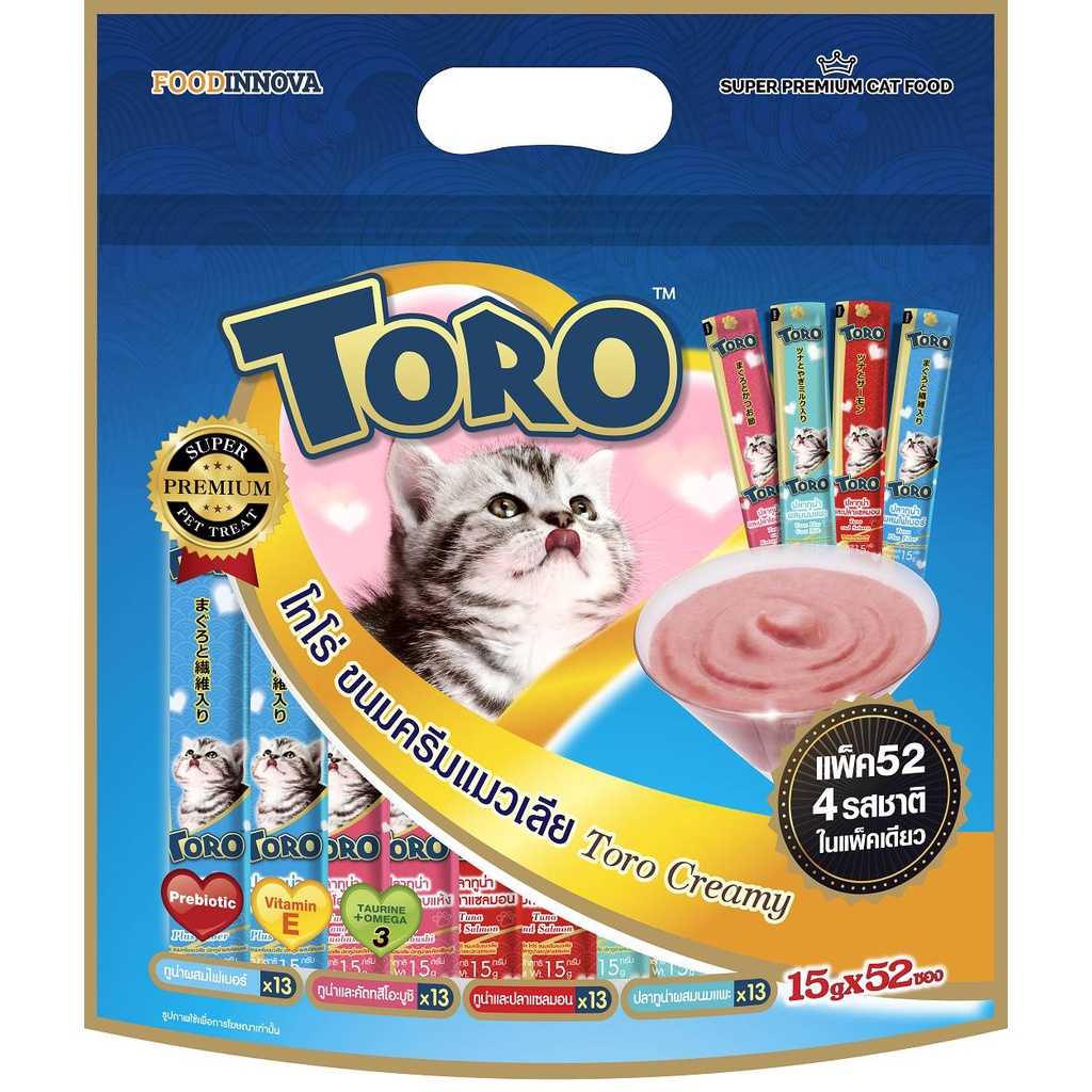 Toro Toro ขนมแมวเลีย รวมรส 52 ซอง 15gX52 ซอง