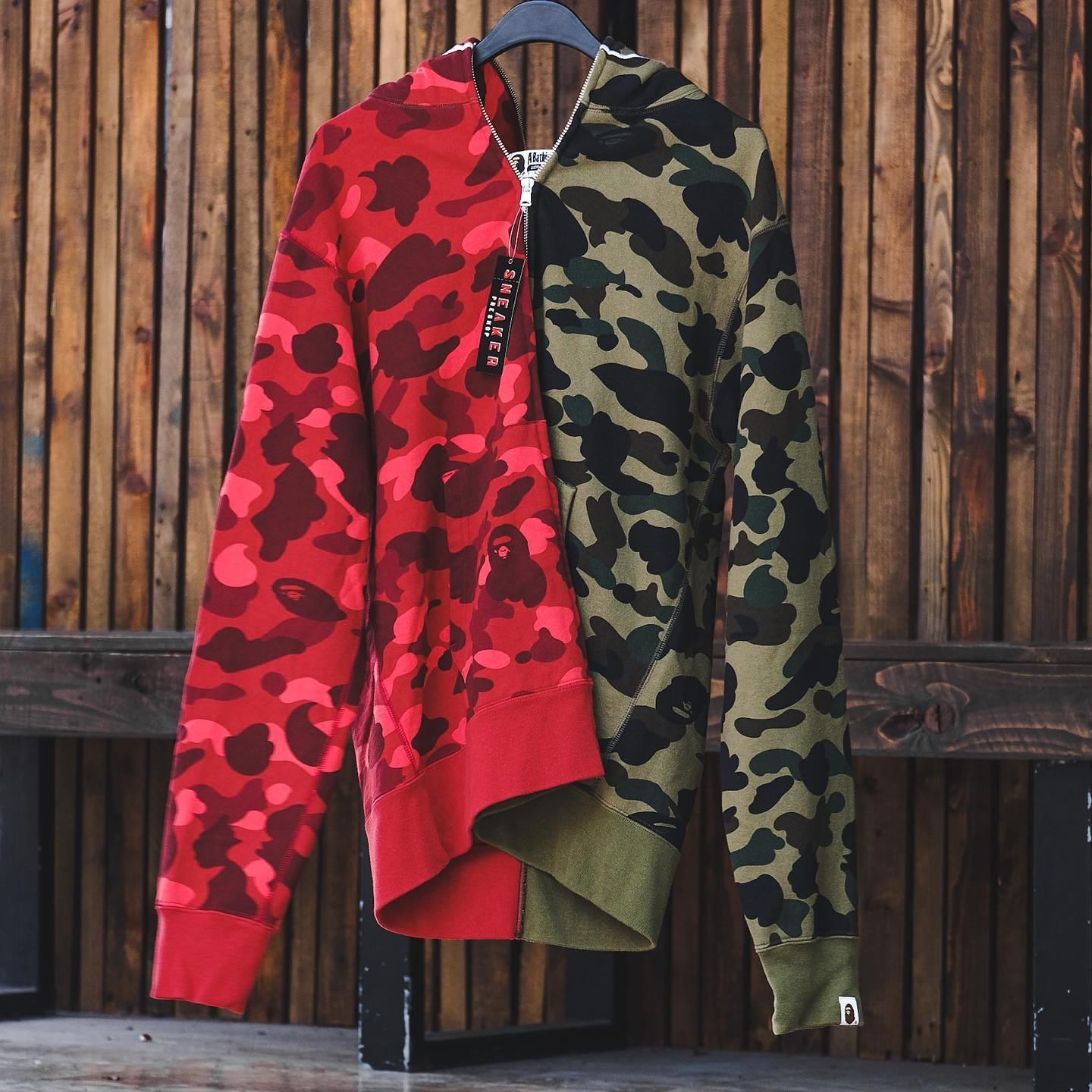 Half and half bape hoodie store