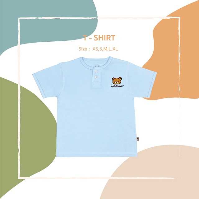 เสื้อยืดแขนสั้นเด็ก Rilakkuma ลิขสิทธิ์แท้ 100% สีพื้น ปักหมี