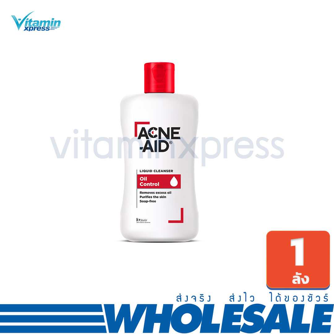ขายส่ง ยกลัง Acne-aid liquid cleanser 100ml  1 ลัง มี 24 ขวด แอคเน่เอด ทำความสะอาด ล้างหน้า สีแดง