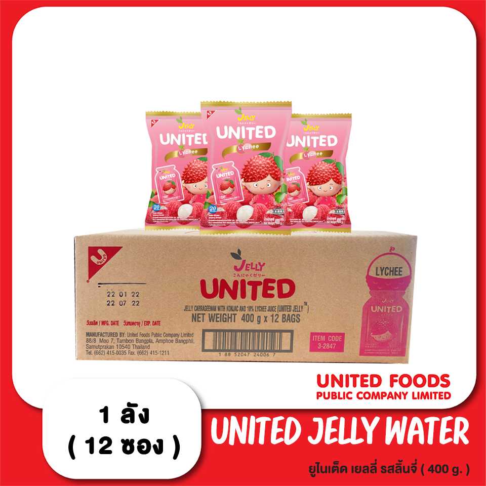 ยูไนเต็ด เยลลี่ รสลิ้นจี่ 400 g. 1x12x20 (ยกลัง)