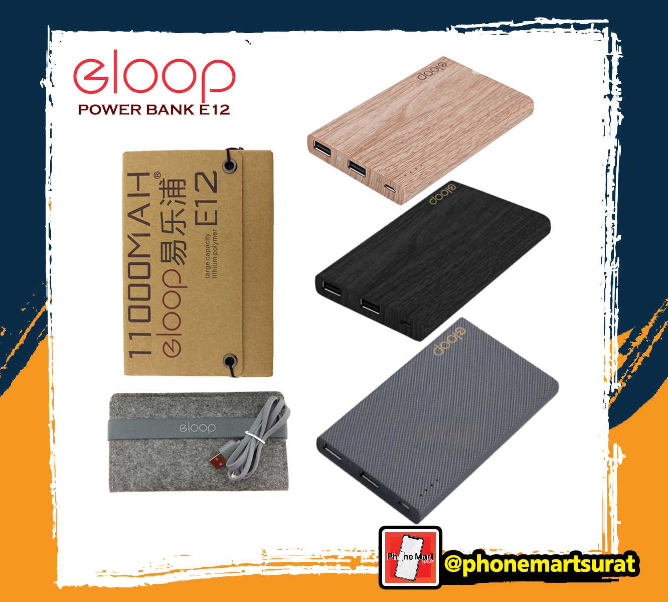 แบตสำรอง  11000mAh PowerBank Eloop E12