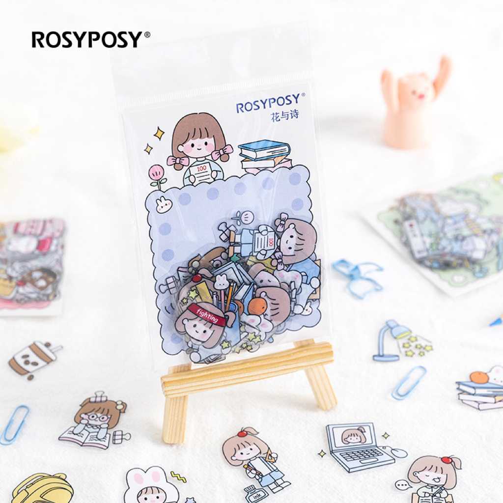 สติกเกอร์ซอง Rosy Bunny 🐰 เซ็ต 40 ชิ้น กันน้ำ PET DIY Sticker Stickers Pocket mimisplan