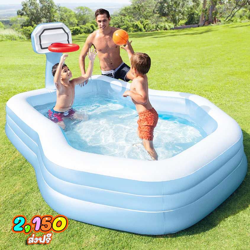 สระน้ำ  สระน้ำเป่าลม สระน้ำ ส่งฟรี INTEX สระน้ำ สระน้ำเป่าลม SWIM CENTRE SHOOTIN HOOPS FAMILY