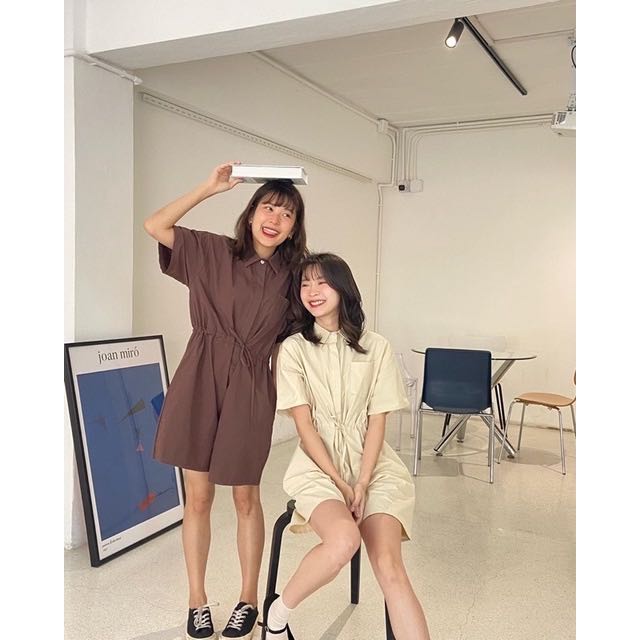 SMILEY jumpsuit 🗺🧤 จั้มสูทแขนสั้นกางเกงขาสั้น มี2สี (C7652) 