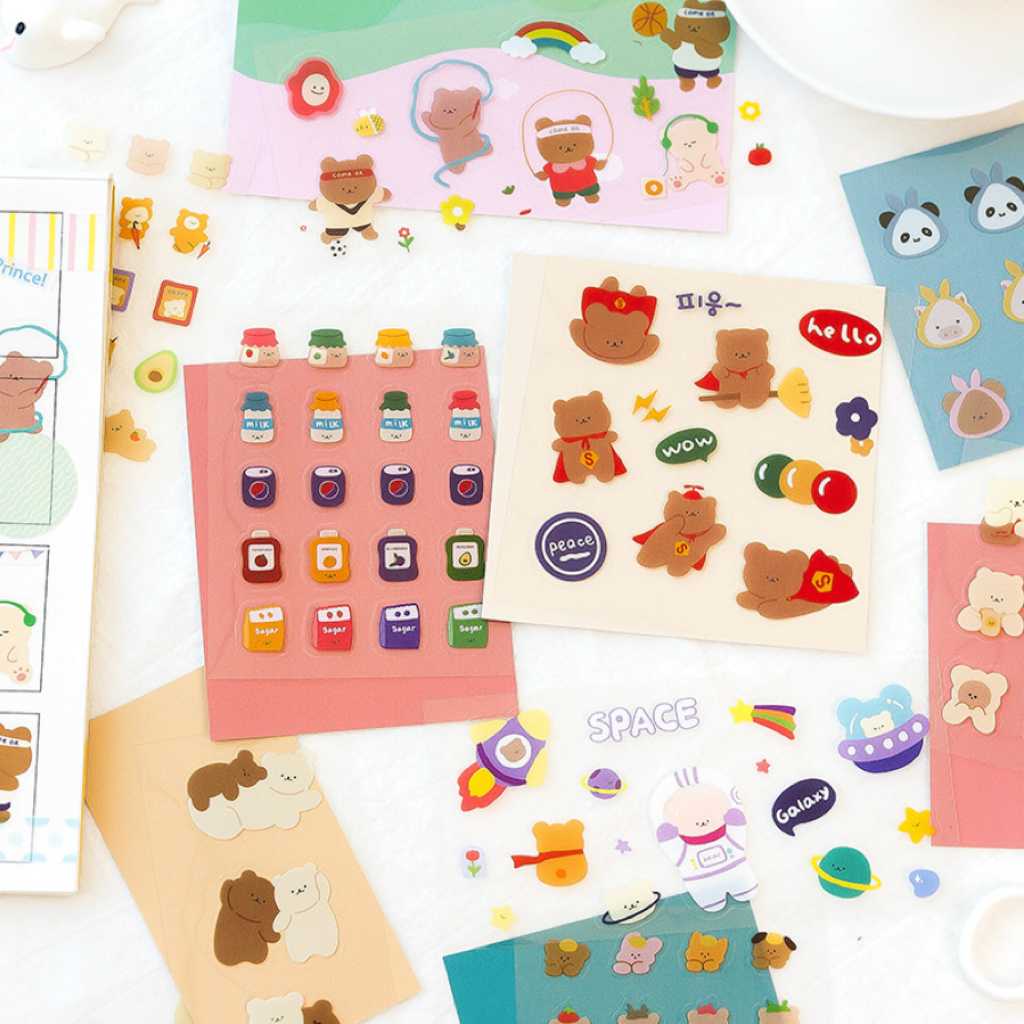 สติกเกอร์ Bear! Bear! 🐻 PVC DIY Sticker Stickers Sheet สติ๊กเกอร์ ไดคัท mimisplan