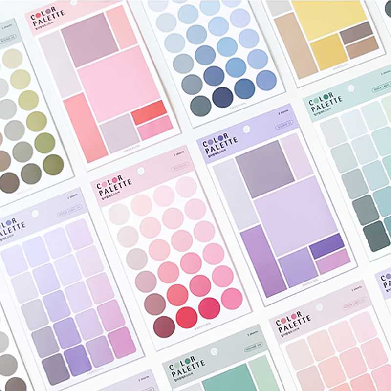 สติกเกอร์ Color Palette Index ⭐️ 4 แผ่น มีหลายสี DIY Sticker Stickers Sheet mimisplan