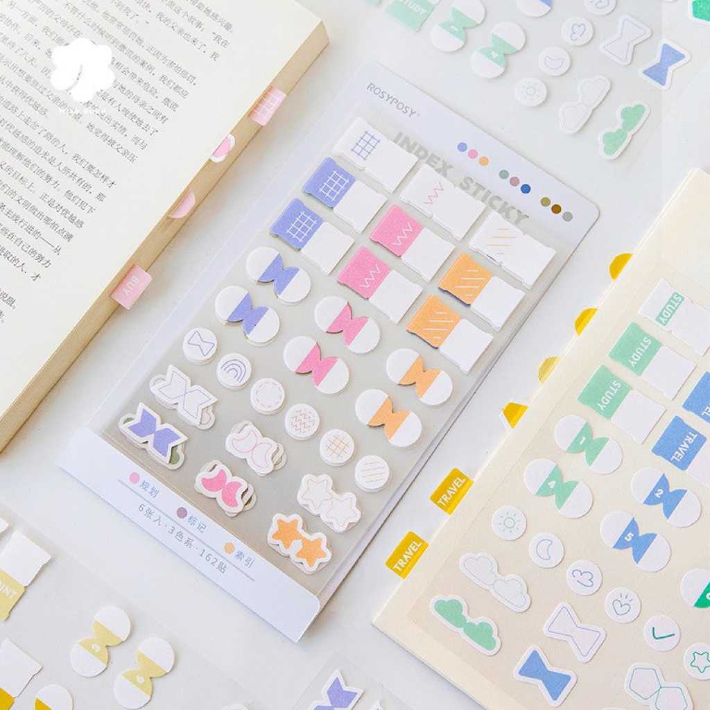 สติกเกอร์ + ที่คั่น RosyPosy 📖 162 ชิ้น Index Sticky Note DIY Sticker Stickers Sheet mimisplan