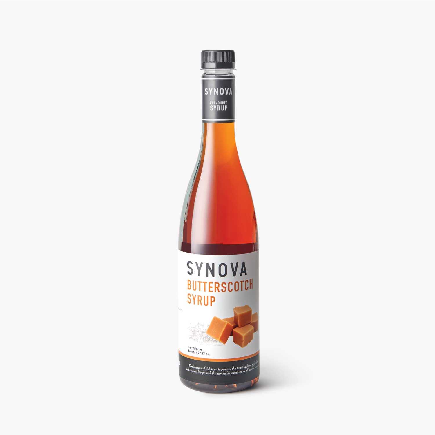 น้ำเชื่อม : SYNOVA ไซรัปกลิ่นบัตเตอร์สก๊อต 830 ML. (ขวด)