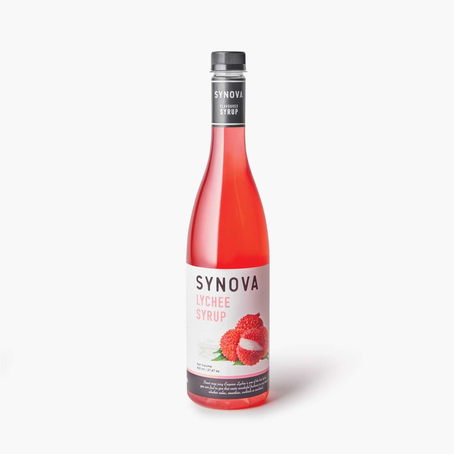 น้ำเชื่อม : SYNOVA ไซรัปกลิ่นลิ้นจี่ 830 ML. (ขวด)