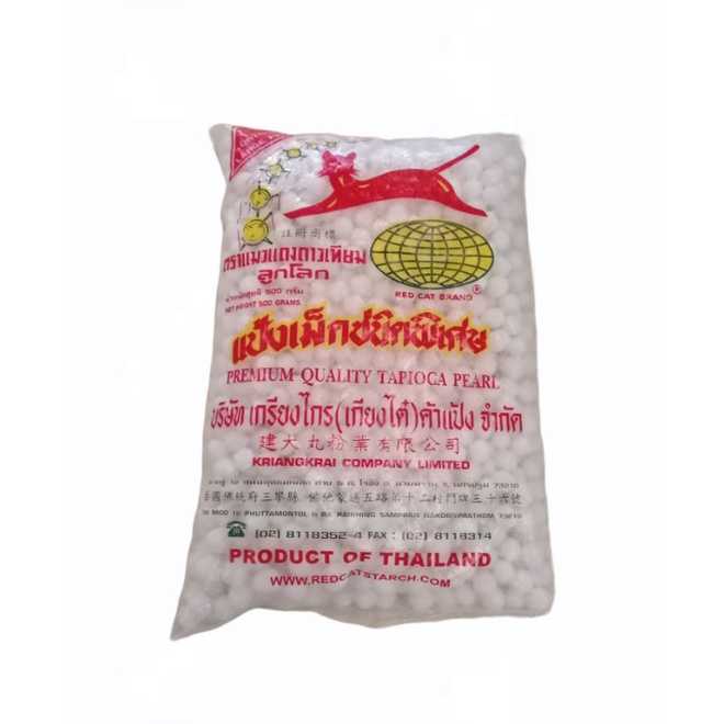 🔥ส่งไว🔥สาคูเม็ดใหญ่ แป้งเม็ดชนิดพิเศษ ตราแมวแดงดาวเทียมลูกโลก 500g