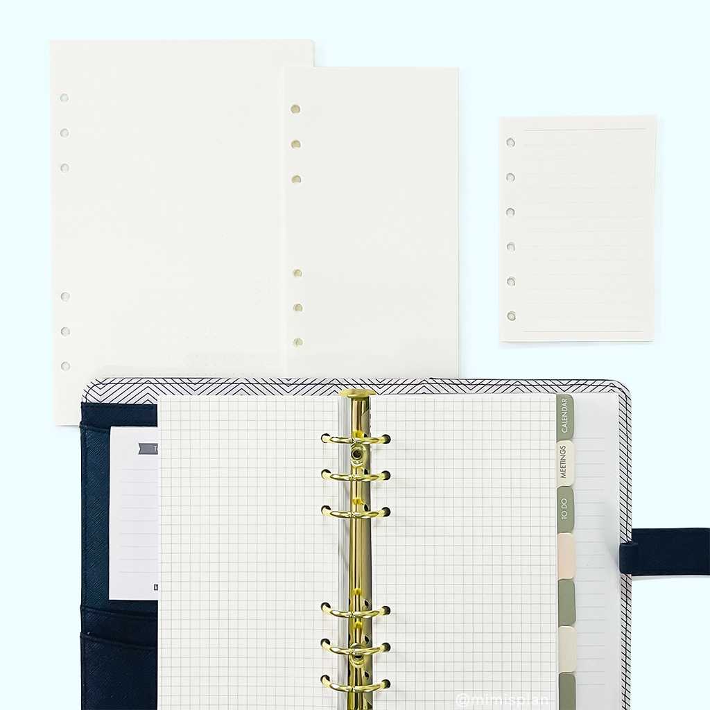 กระดาษรีฟิล 6 รู Note ⭐️ Grid / Dot / Line / Blank Planner Refill Paper mimisplan