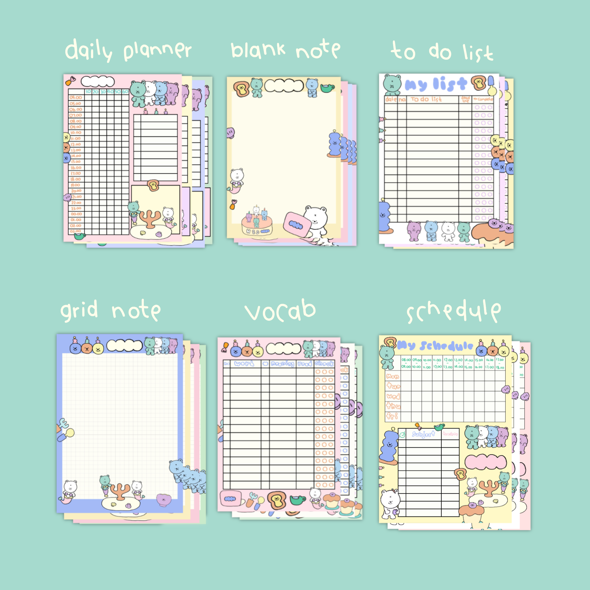 🥣 🥛Digital note pack | เซ็ตไฟล์ดิจิตอลแบบโน้ตหลายแบบ
