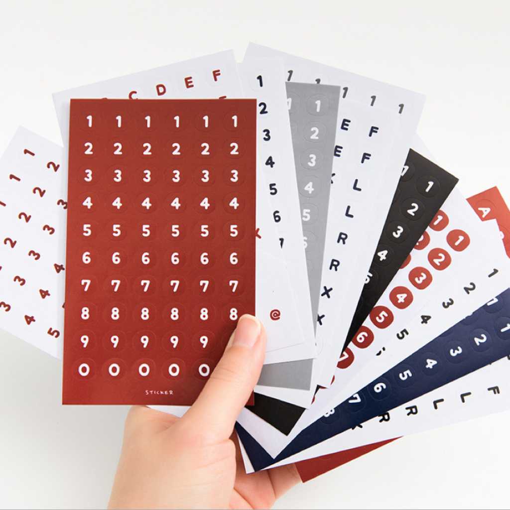 สติกเกอร์ Sticker & Memo ⭐️ Simple Text เซ็ต 2 + 40 แผ่น Stickers Sheet Letter Number mimisplan